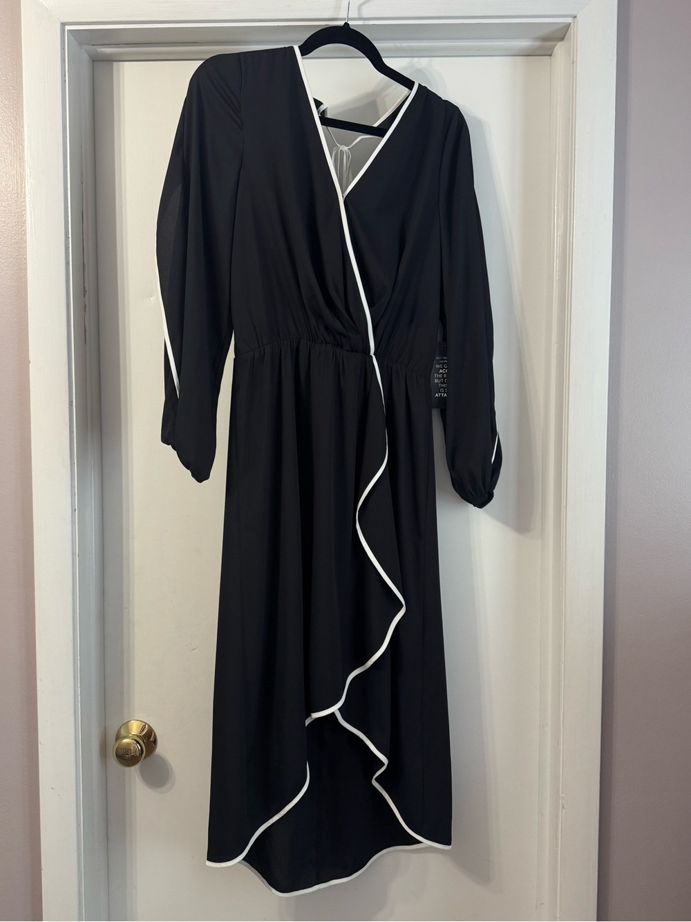 WHBM Black Midi Dress with White Trim